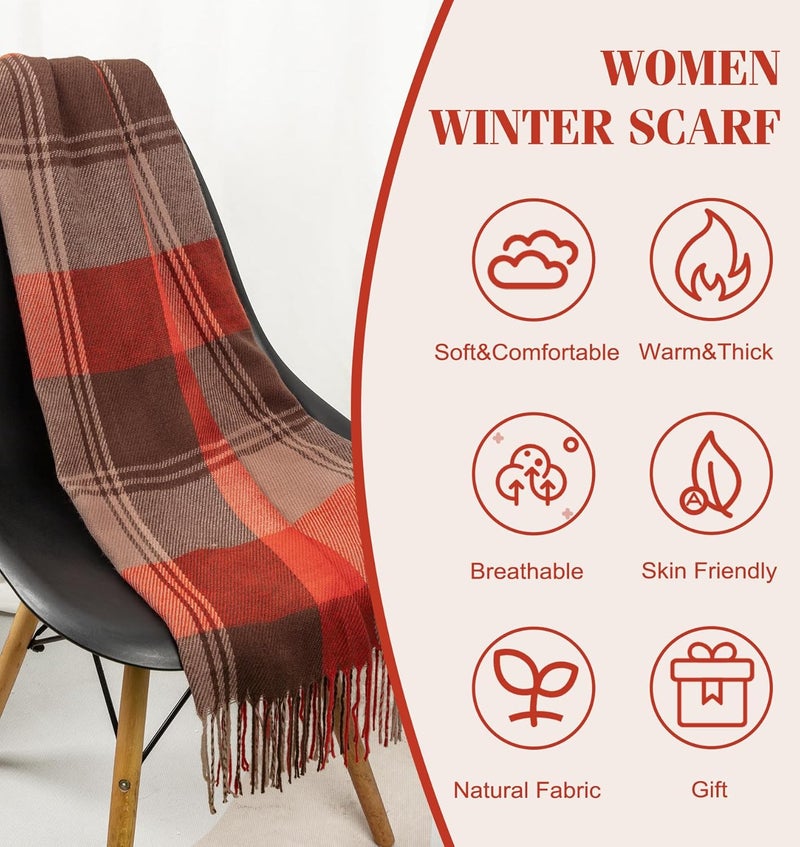 YSense Winter Scarf for Women, Fashion Long Plaid Scarves Warm Big Tartan Blanket Wrap Shawl Ladies Gifts - Image 2